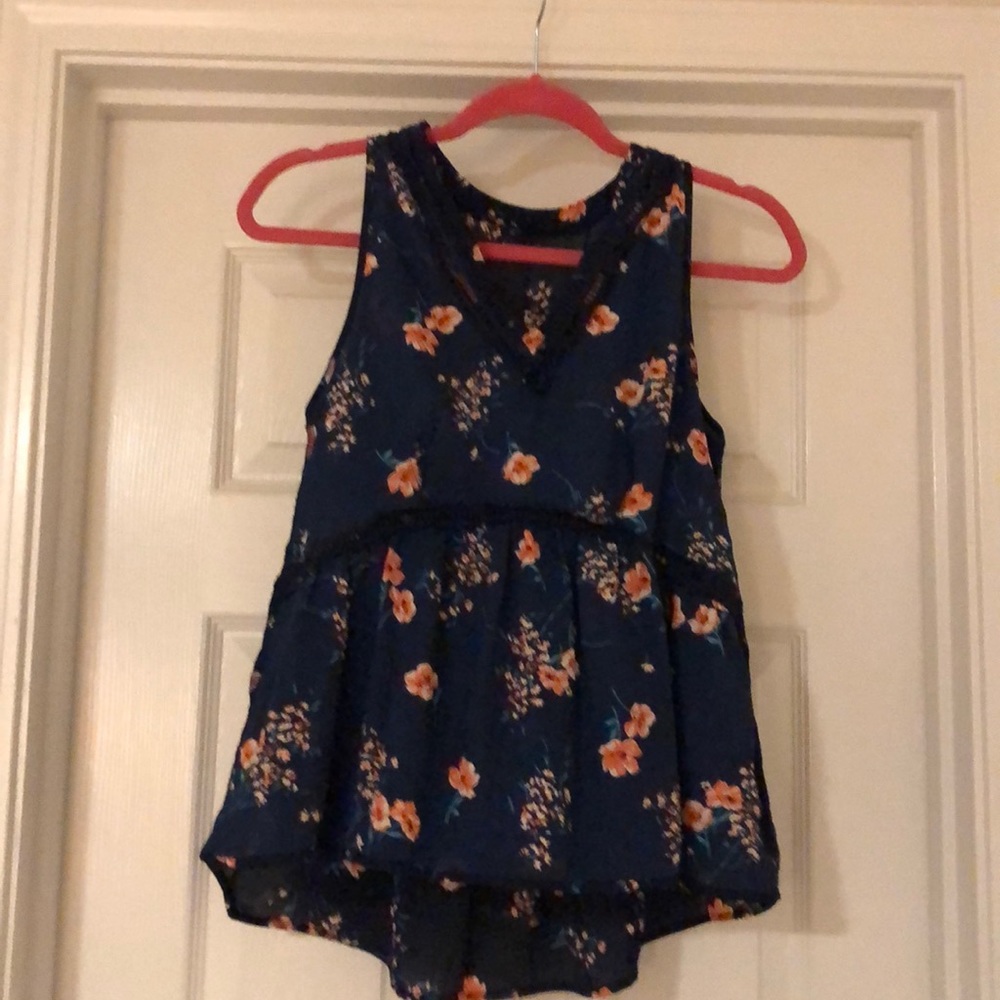 blue floral tank